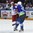 PARIS, FRANCE - MAY 13: Belarus's Yevgeni Kovyrshin #88 is checked by Slovenia's Ales Music #16 during preliminary round action at the 2017 IIHF Ice Hockey World Championship. (Photo by Matt Zambonin/HHOF-IIHF Images)
